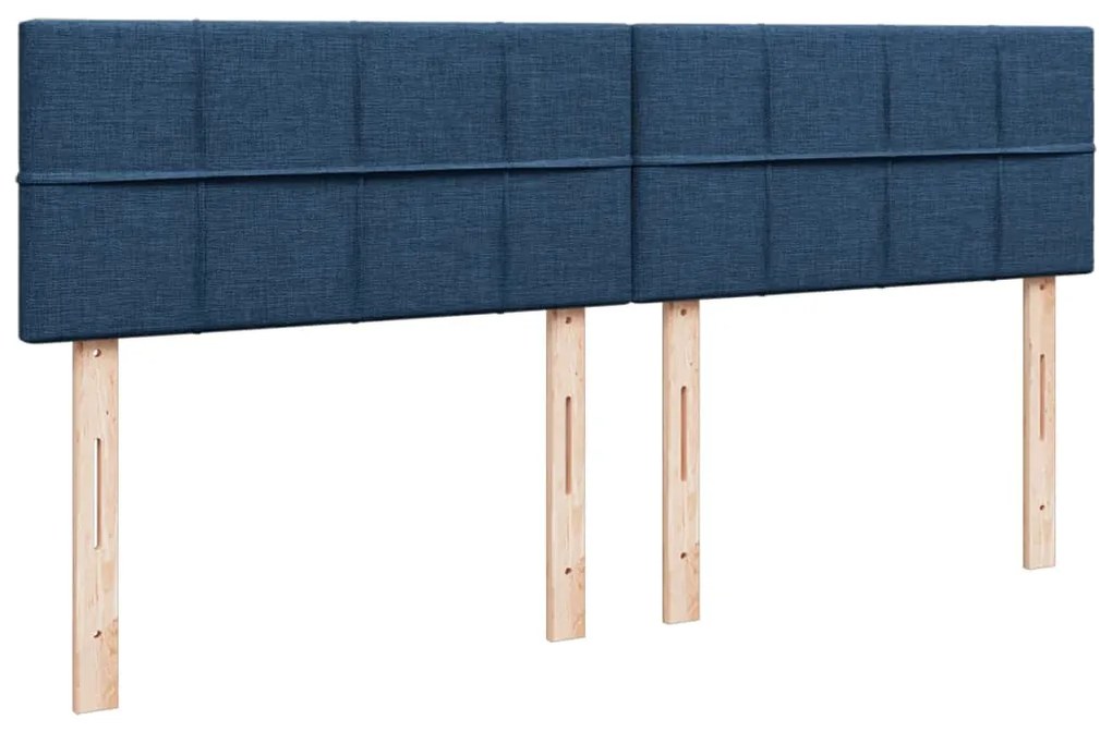 Cama com molas/colchão 200x200 cm tecido azul
