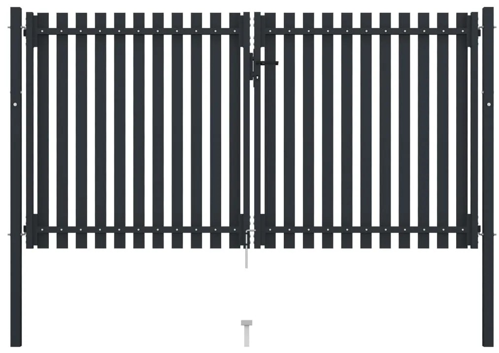 Portão de cerca com porta dupla 306x220 cm aço antracite