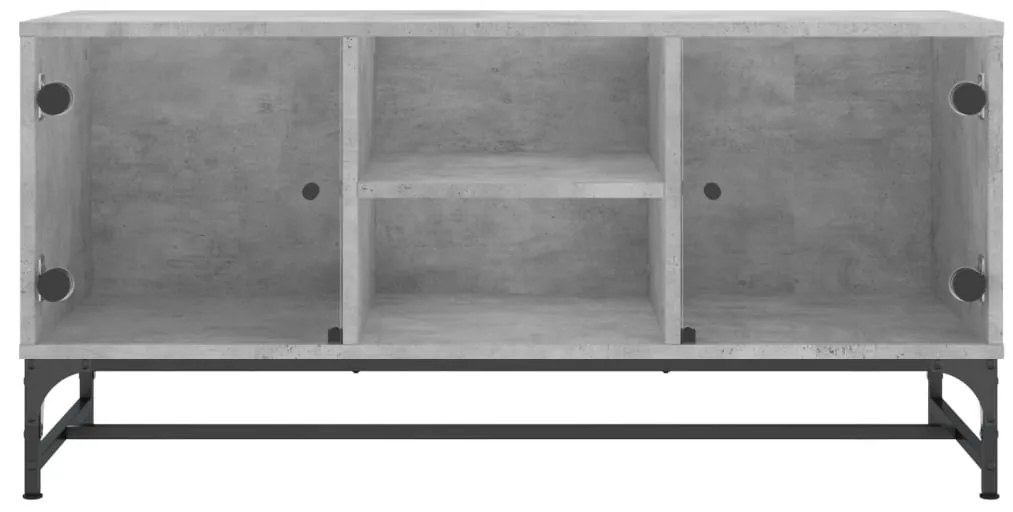 Móvel de TV c/ portas de vidro 102x37x50 cm cinza cimento