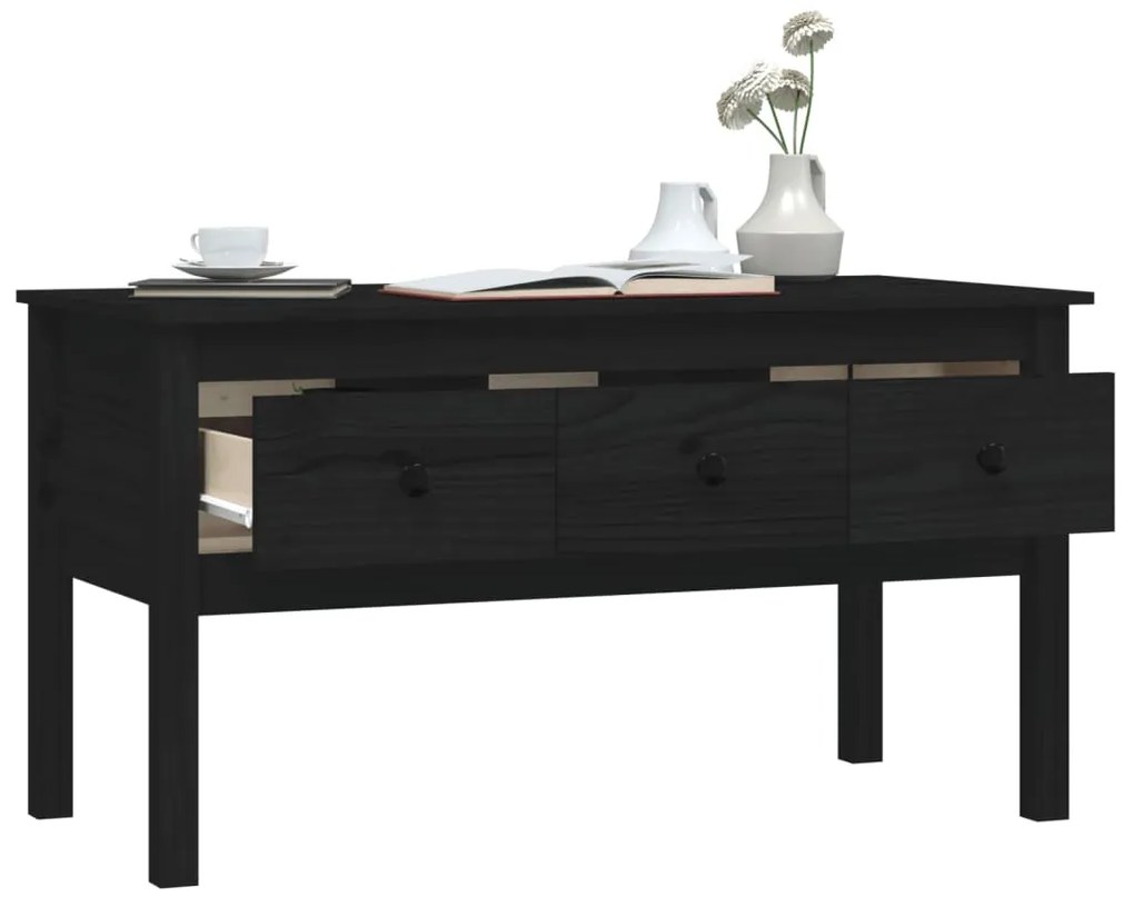 Mesa de centro 102x49x55 cm pinho maciço preto