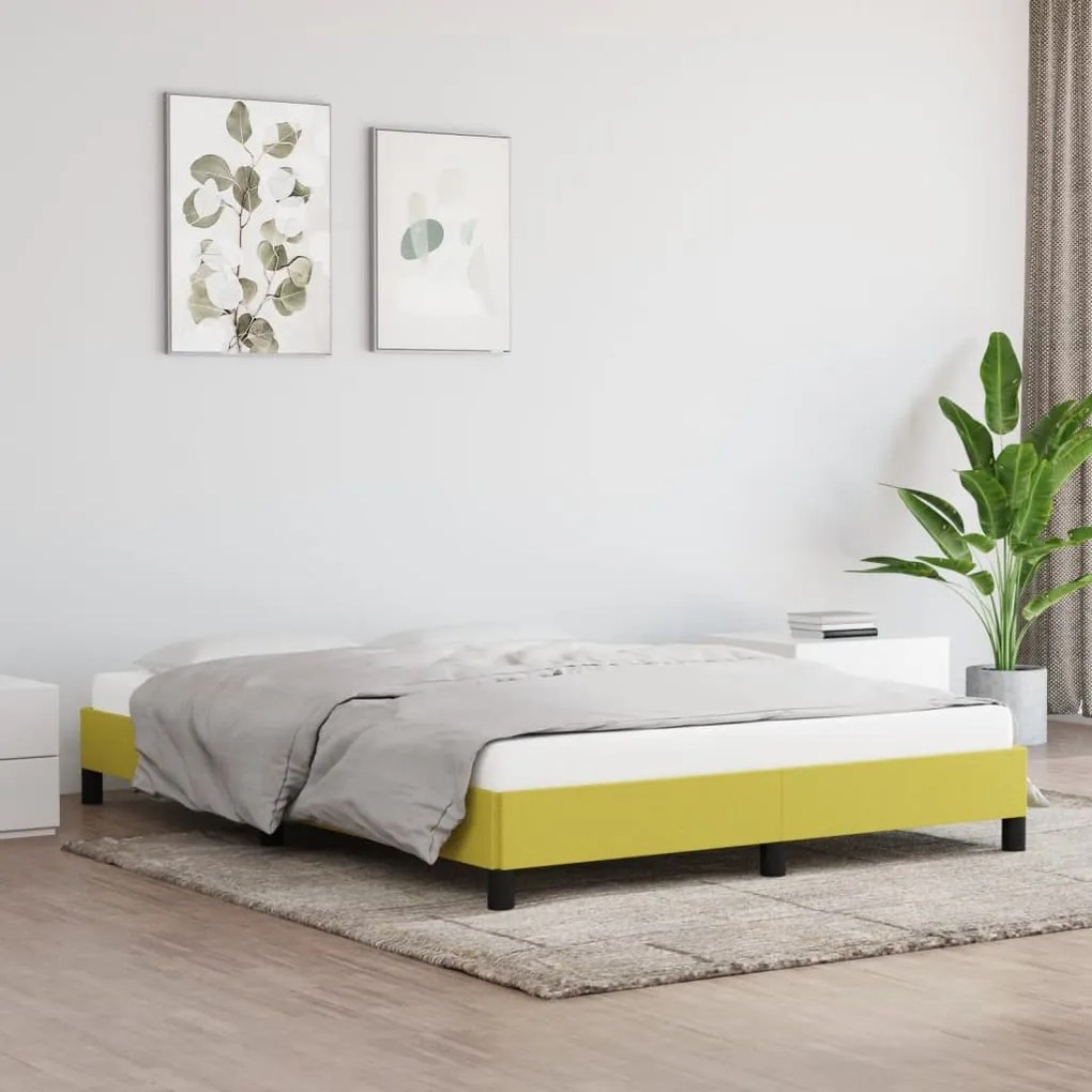 vidaXL Estrutura de cama sem colchão 140x200 cm tecido verde