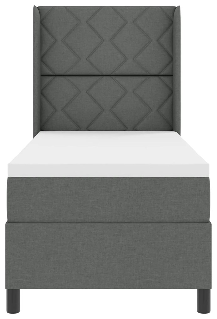 Cama Box Spring vidaXL com Colchão e LED Cinza Escuro 90x190 cm Tecido