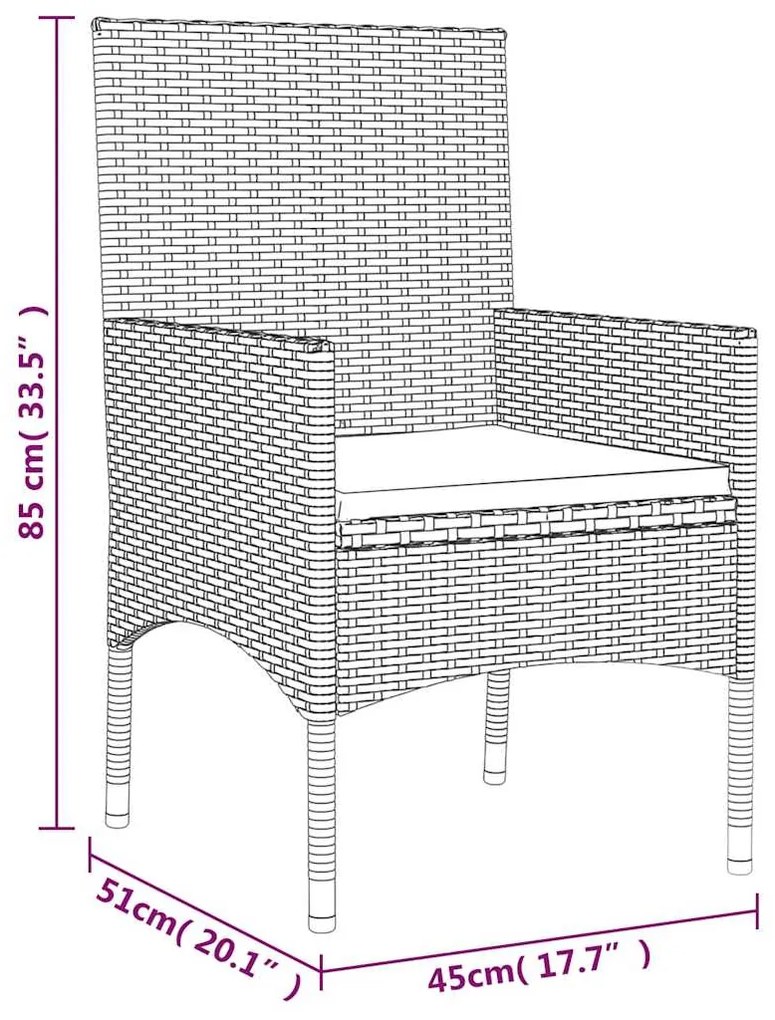 4 pcs conjunto lounge jardim c/ almofadões vime PE castanho