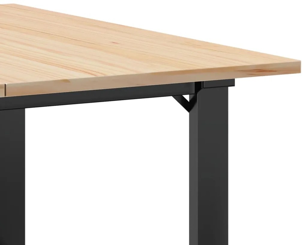 Mesa de centro estrutura em O 80x80x45 cm pinho e aço