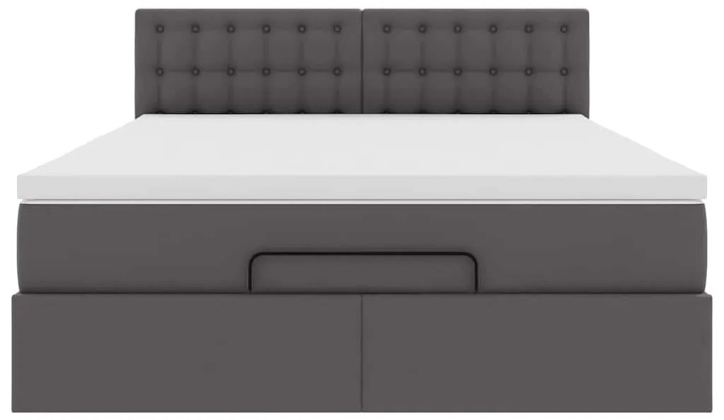 Cama otomana com colchões &amp; LEDs 140x200 cm couro artificial