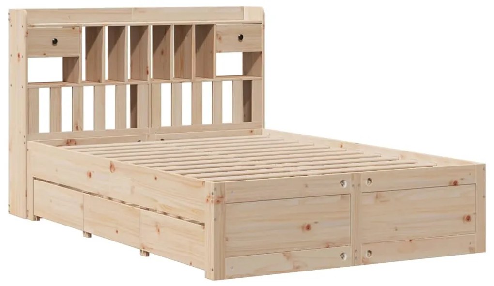 Cama com estante sem colchão 150x200 cm pinho maciço