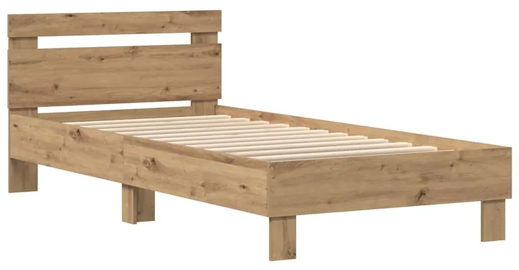 Estrutura de Cama vidaXL com Luzes LED Carvalho Artesanal 75x190 cm Ma