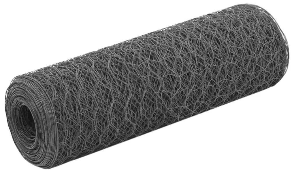 vidaXL Cerca arame galinheiro 25x0,5m aço c/ revestimento PVC cinzento