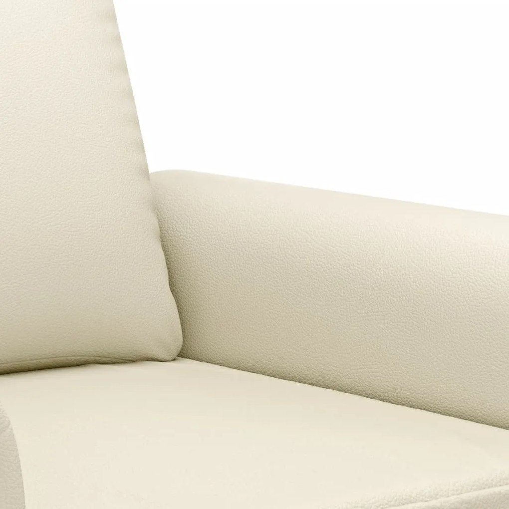 Sofá de 2 lugares 140 cm couro artificial cor creme
