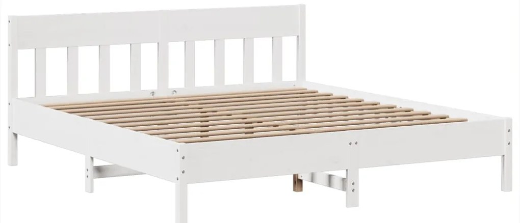Cama sem colchão 180x200 cm madeira de pinho maciça branco
