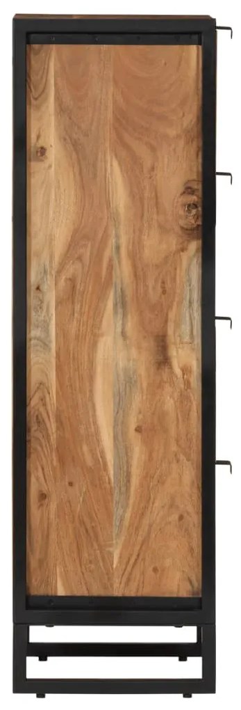 Armário de casa de banho 40x30x100 cm acácia maciça e ferro