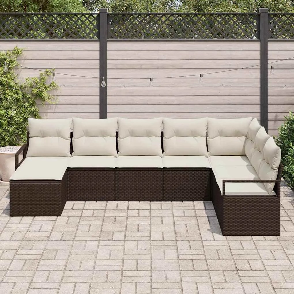Conjunto de Sofás de Jardim de 8 Peças com Almofadas em Rattan Sintéti