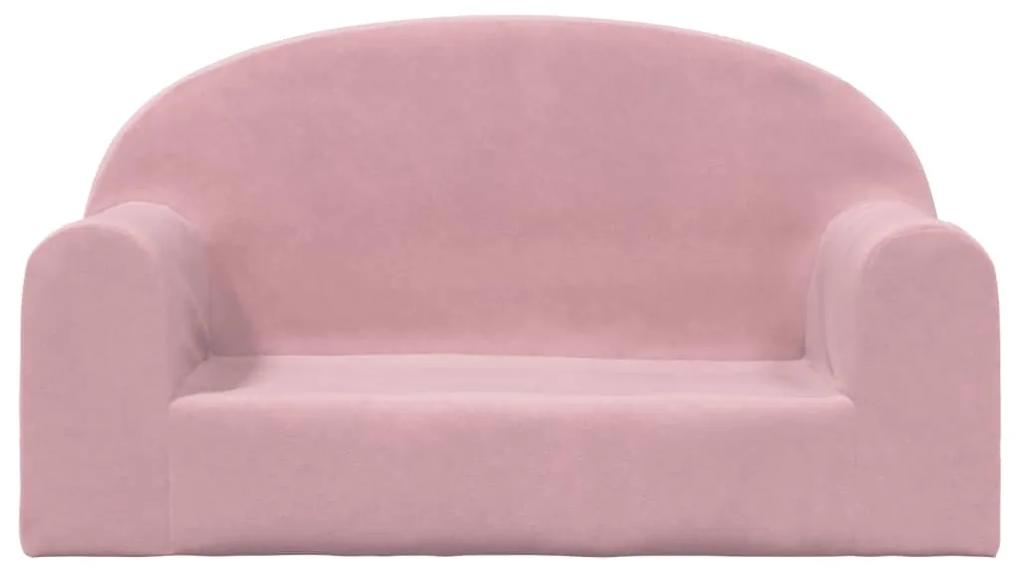 Sofá infantil de 2 lugares pelúcia macia rosa