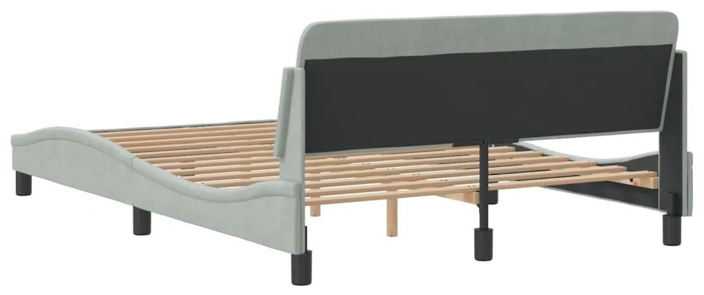 Estrutura de cama c/ cabeceira 140x190 cm veludo cinzento-claro