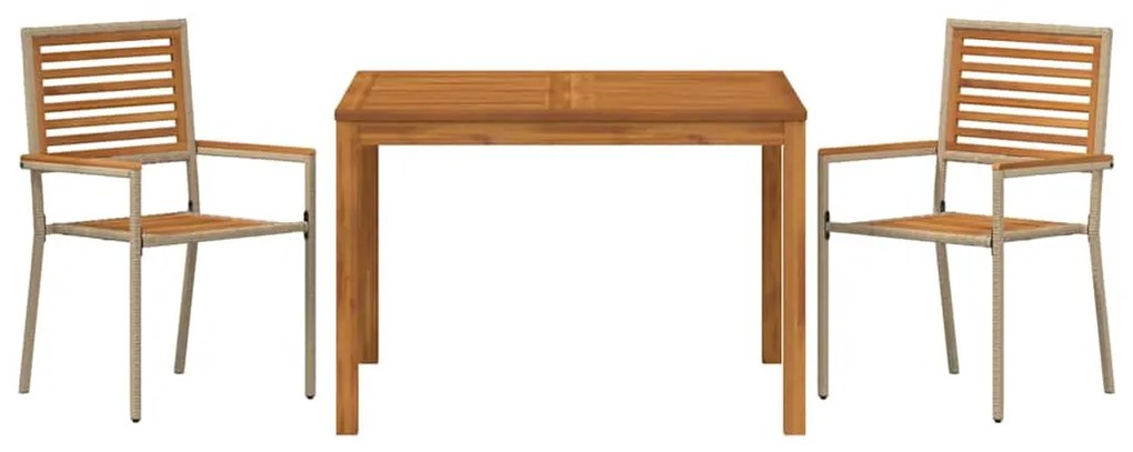 Conjunto de Jantar de Jardim Bege 3 pcs Bege 110 x 110 x 75 cm