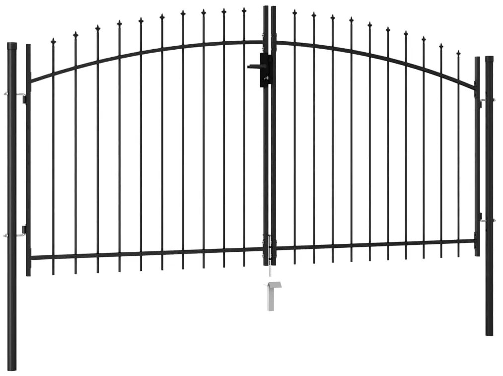 Portão p/ cerca porta dupla topo em espetos 3x1,5 m aço preto