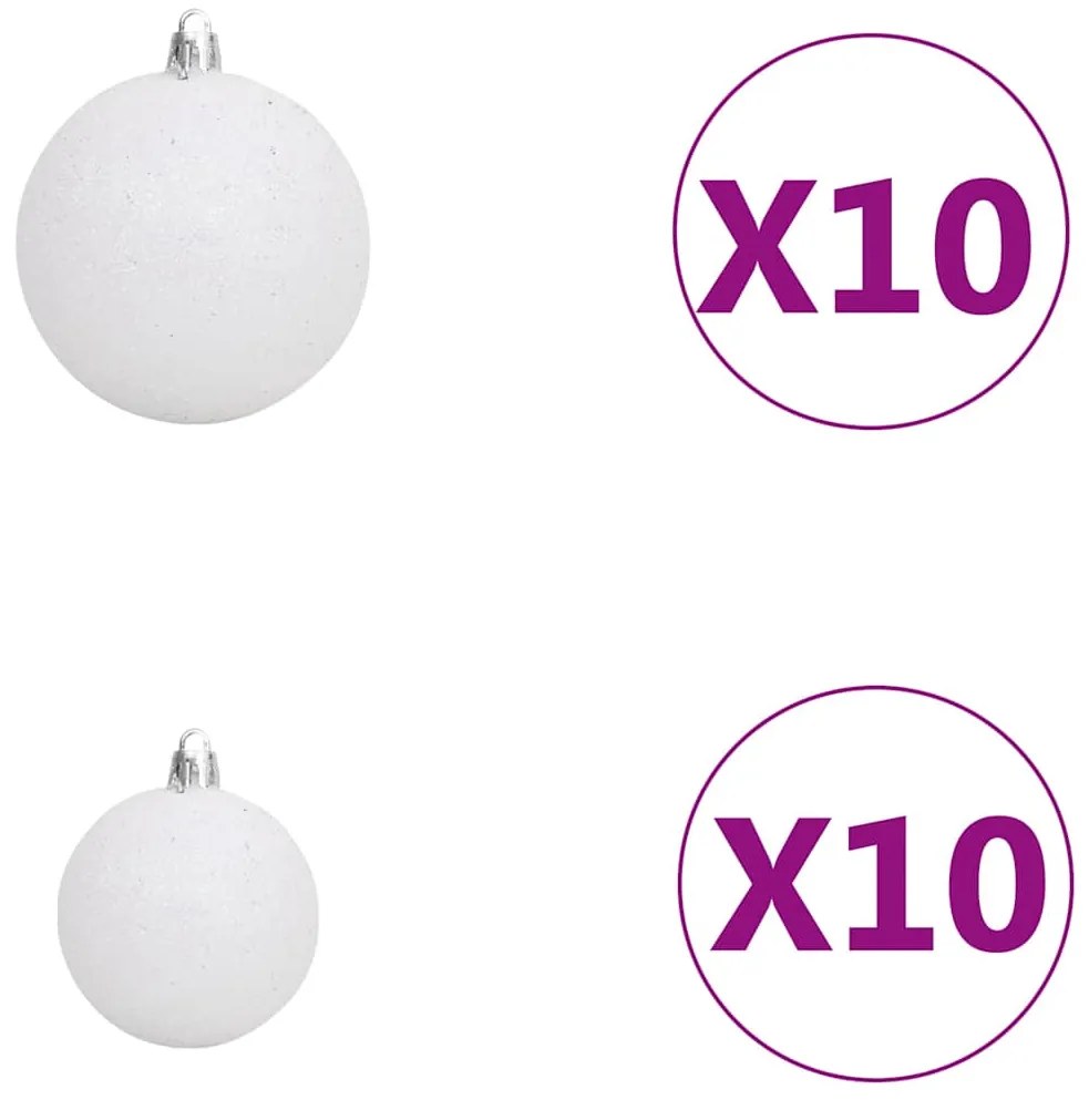 Árvore Natal artificial pré-iluminada c/ bolas e pinhas 210 cm