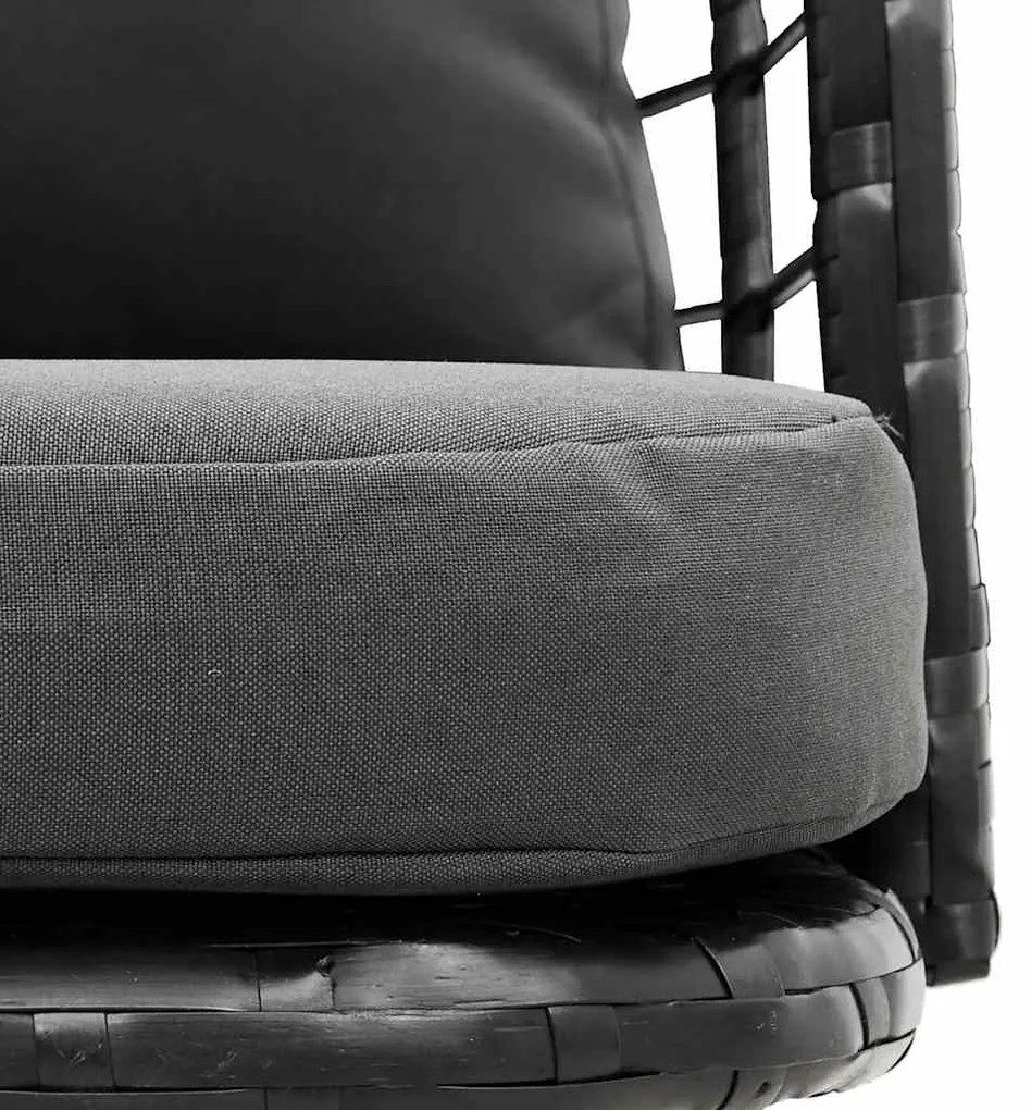 Cadeiras de jardim com almofadões 2 pcs vime PE preto