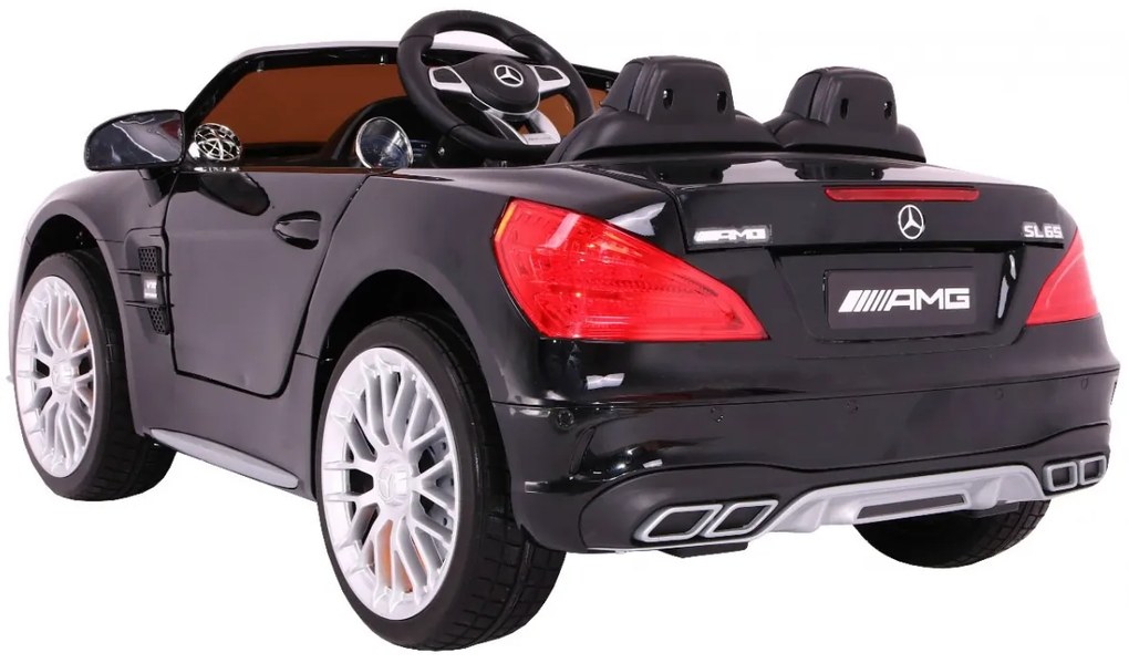 Carro elétrico para Crianças 12V Mercedes AMG SL65 Rodas de EVA, Assento de couro Preto