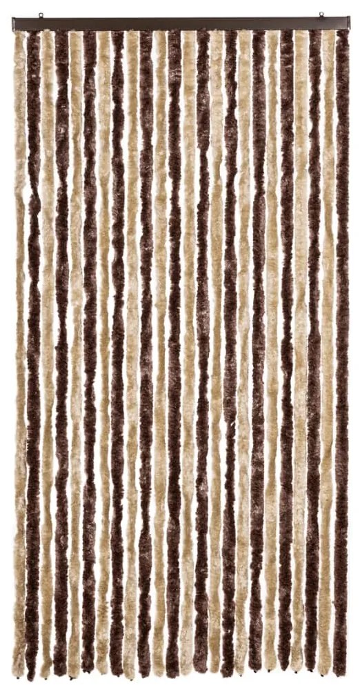 Cortina anti-insetos 100x220 cm chenille bege e castanho claro