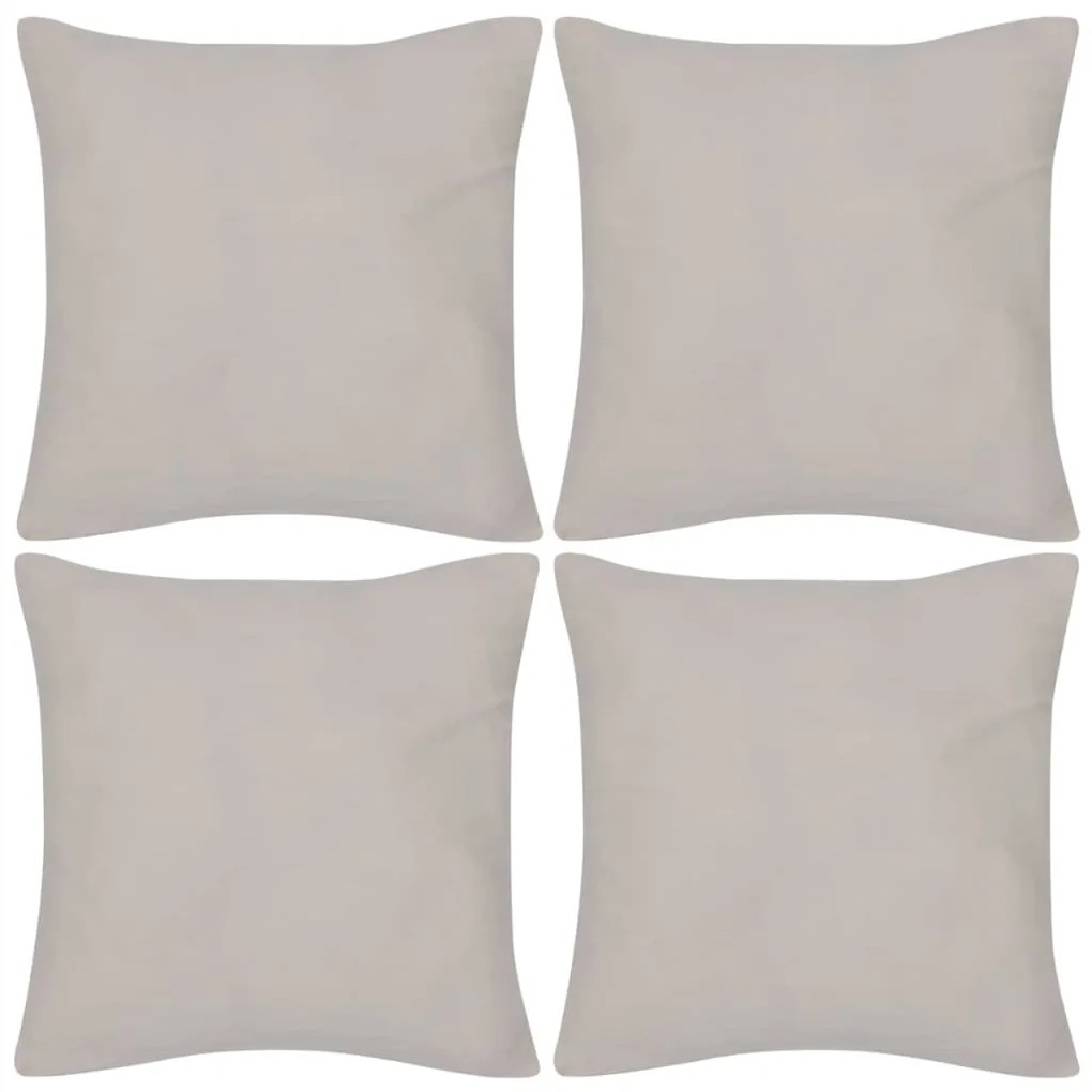 4 pcs Capas de almofada algodão 40 x 40 cm bege