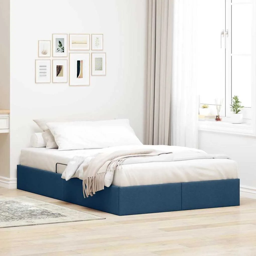 vidaXL Cama com Armazenamento com cabeceira Azul 120 x 200 cm tecido
