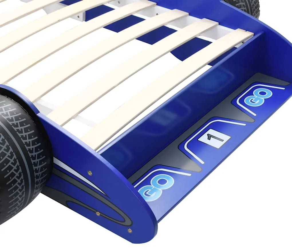 Cama carro de corrida para crianças 90x200 cm azul