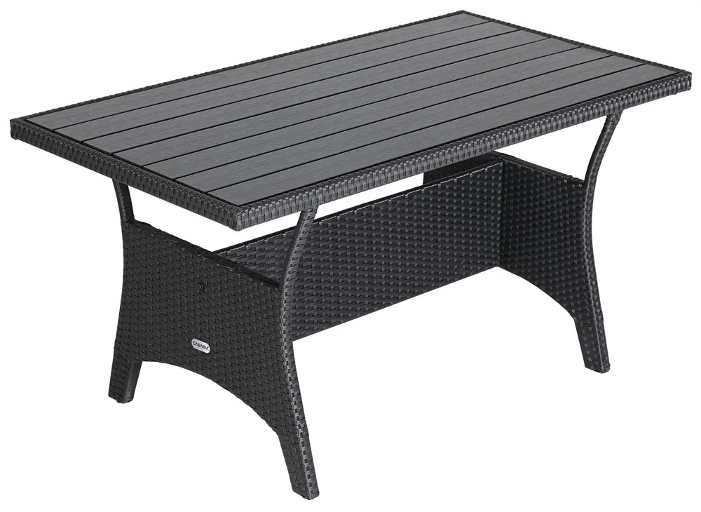 Conjunto de canto Jardim em rattan sintético com almofadas incluídas preto/creme