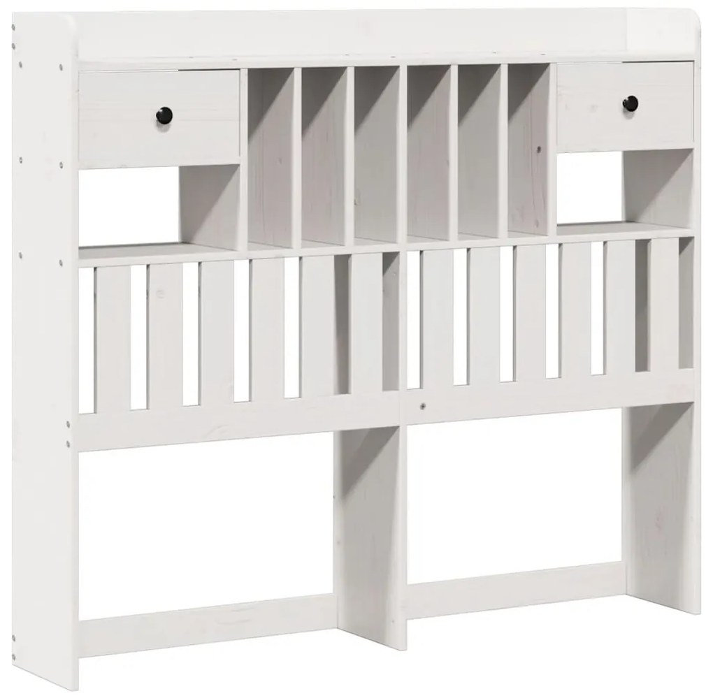 Cama com estante sem colchão 135x190 cm pinho maciço branco