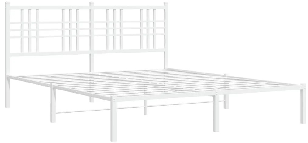 Estrutura de cama com cabeceira 160x200 cm metal branco