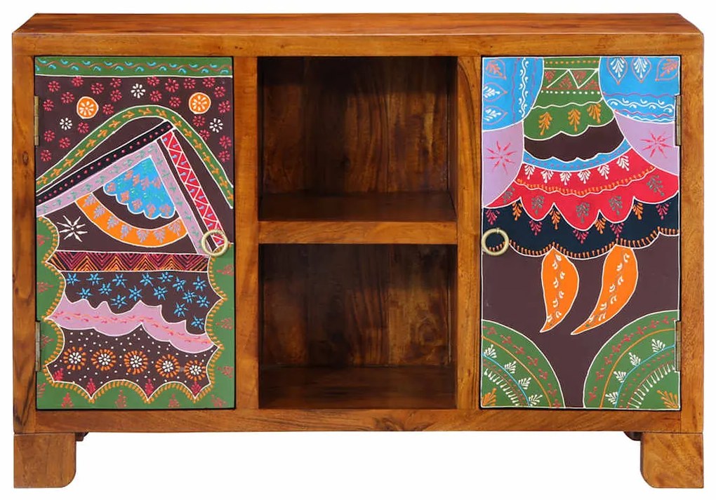 Aparador multicor 90x35x60 cm madeira de acácia maciça