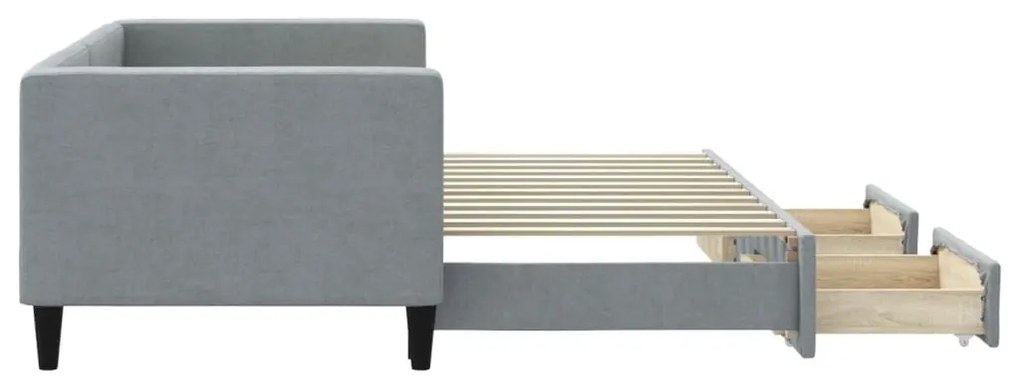 Sofá-cama c/ gavetão e gavetas 80x200 cm tecido cinzento-claro