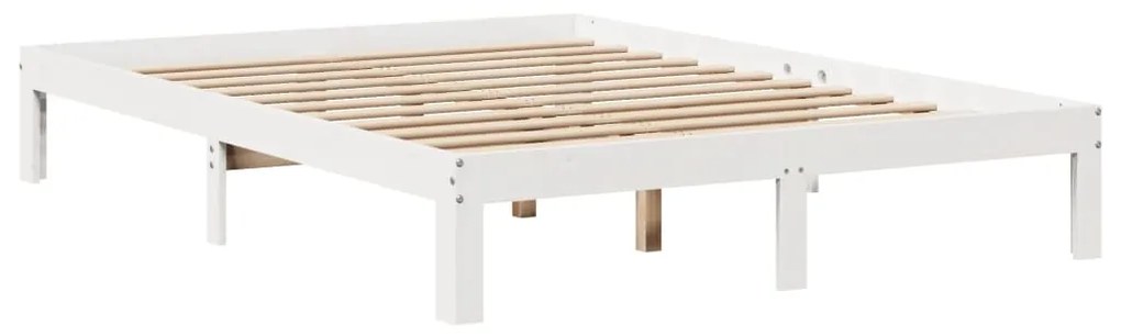 Cama com estante sem colchão 150x200 cm pinho maciço branco