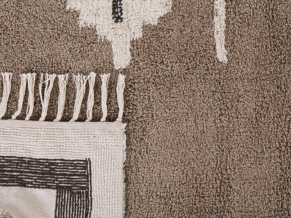 Tapete de algodão creme e castanho 160 x 230 cm GEYVE Beliani
