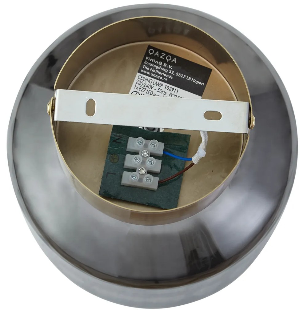 Plafon moderno latão com vidro fumado - Stiklo