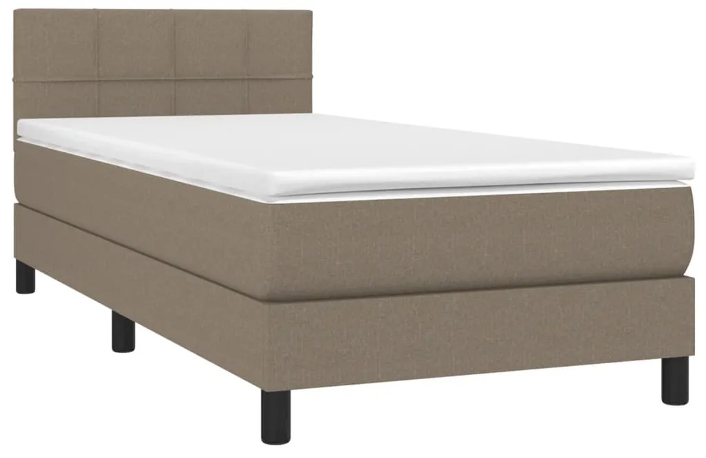 Cama box spring + colchão/LED 90x190cm tecido cinza-acastanhado