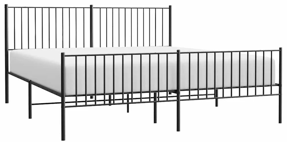 Estrutura de cama com cabeceira e pés 183x213 cm metal preto