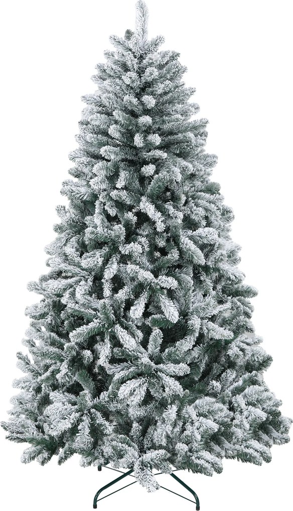 HOMCOM Árvore de Natal Artificial Nevado 180 cm com 796 Ramos e Suporte de Metal Árvore Natalina Nevado para Interior Verde | Aosom Portugal