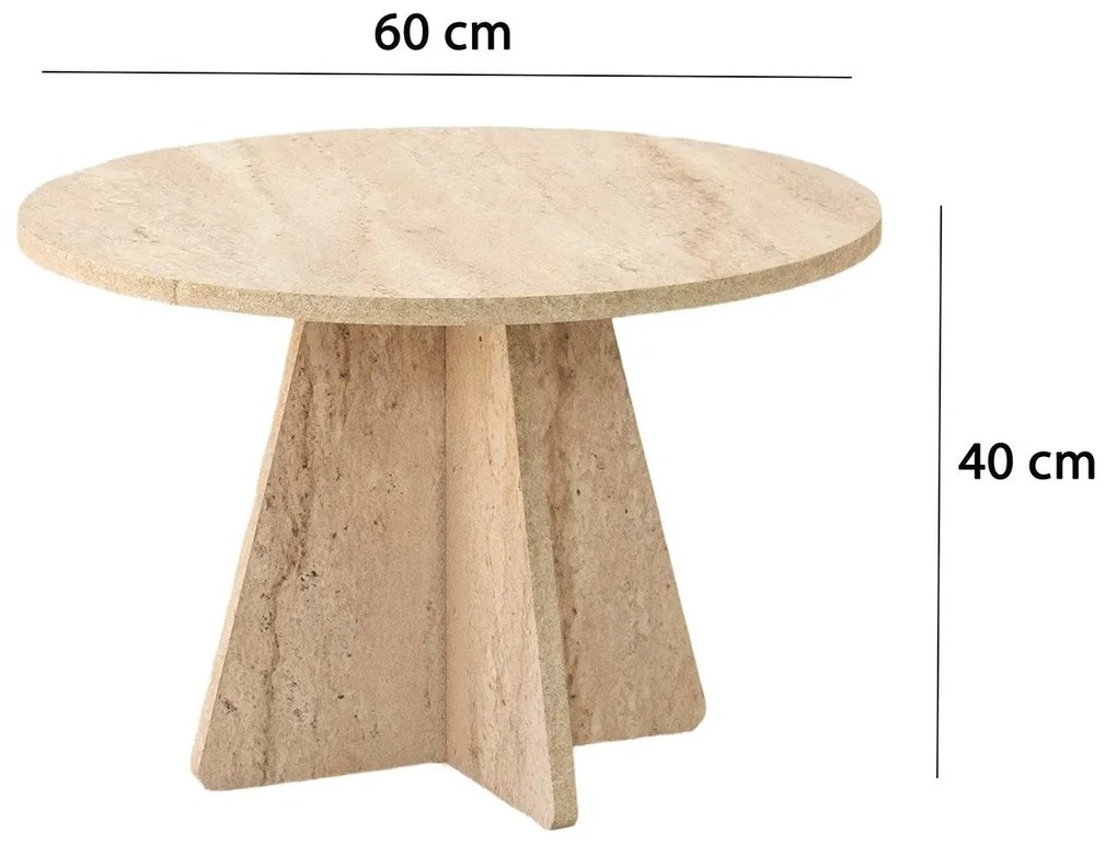Mesa de Centro Mushroom – Travertino – 60 cm de diâmetro x 40 cm de al