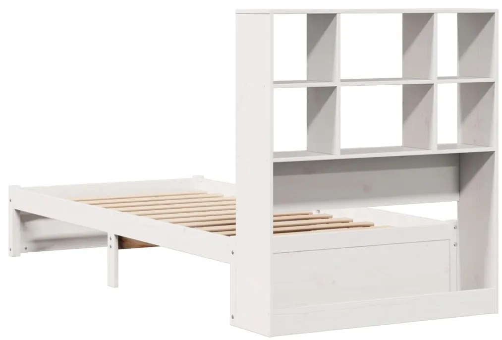 Cama com estante sem colchão 90x190 cm pinho maciço branco