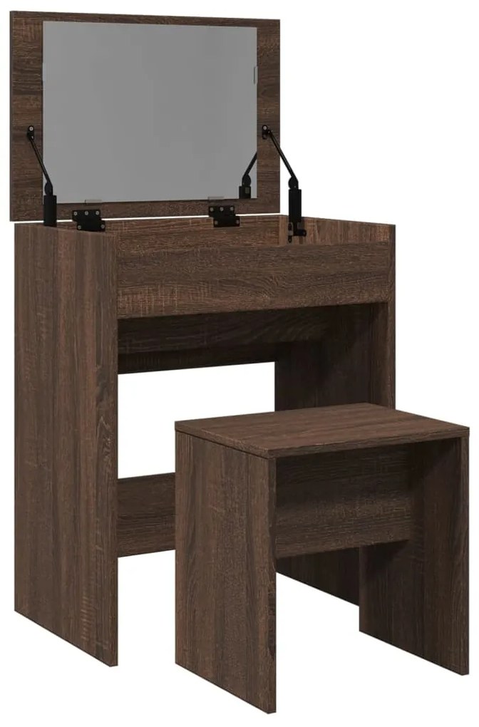 Toucador e banco 60x40x113,5 cm carvalho castanho