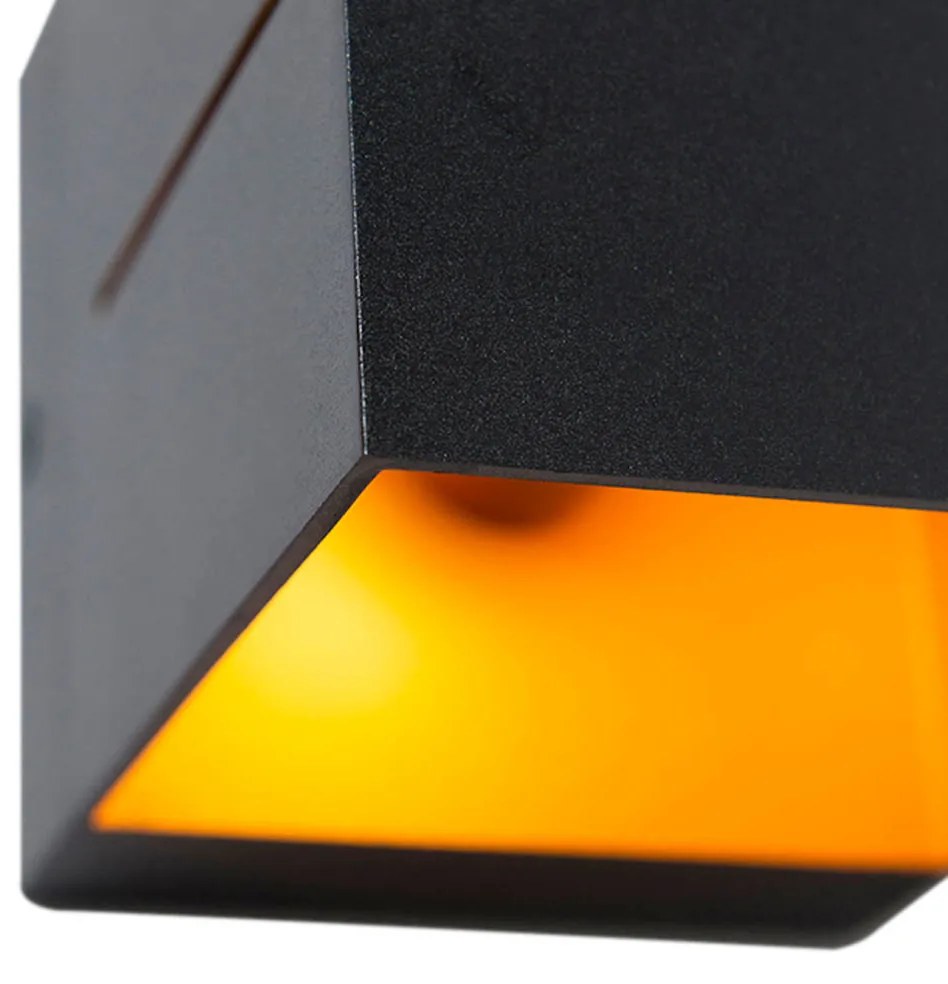 Conjunto de 4 Apliques de Parede Inteligentes Pretos com Dourado 9,7 cm com Wi-Fi G9 - Transfer Groove