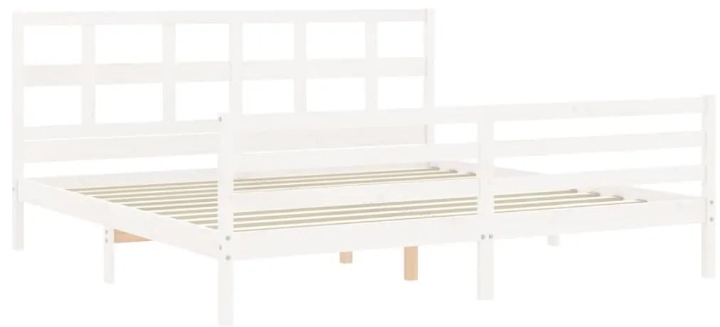 Estrutura de cama com cabeceira 200x200cm madeira maciça branco