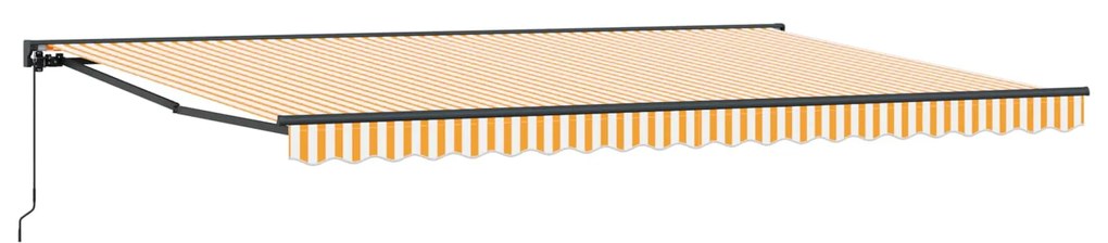 vidaXL Toldo Retrátil Amarelo e Branco 500 × 300 cm Poliéster e Metal