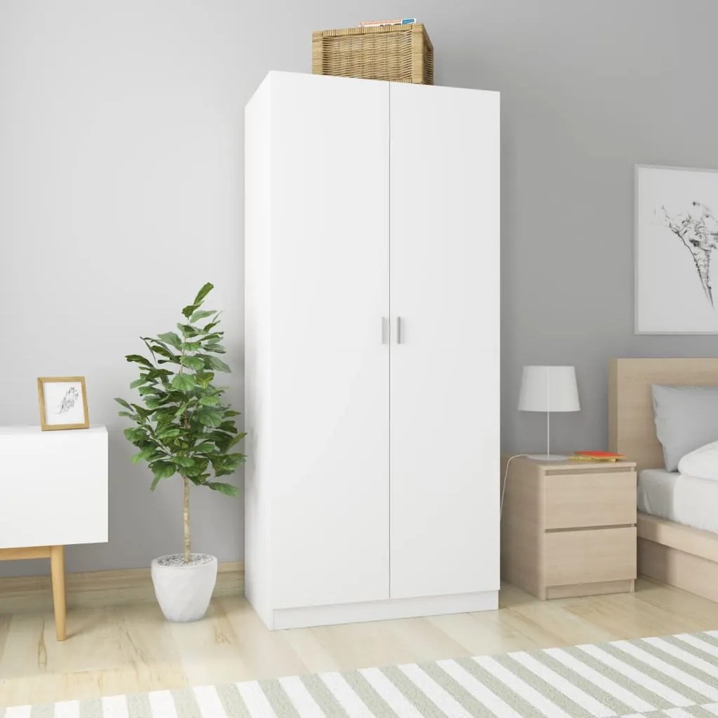 800630 vidaXL Roupeiro 90x52x200 cm contraplacado branco