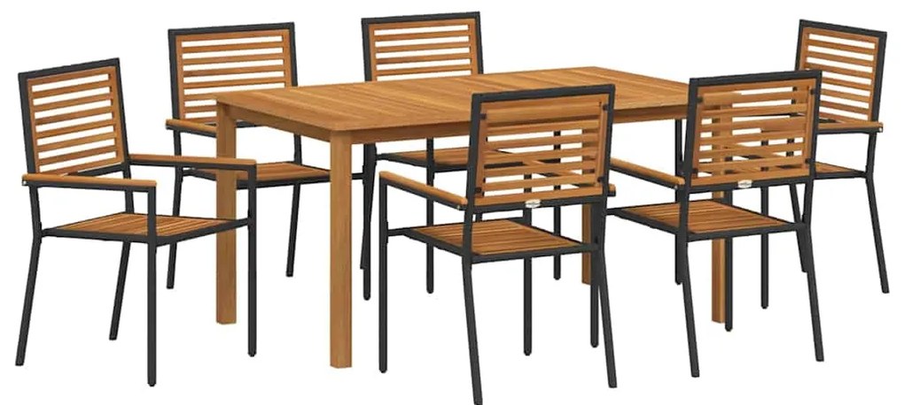 Conjunto de Jantar de Jardim 7 pcs Preto 150 x 90 x 74 cm