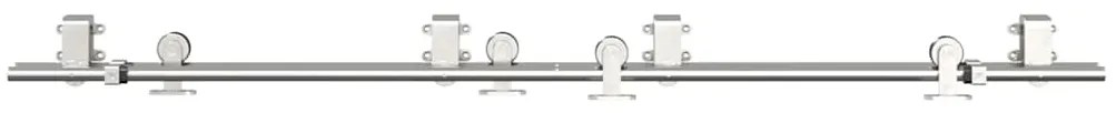 Kit ferragens p/ porta deslizante 183cm aço inoxidável prateado