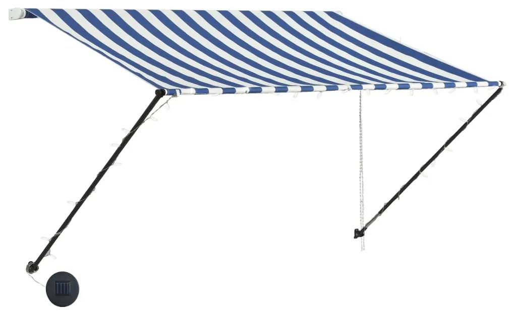 Toldo retrátil com LED 250x150 cm azul e branco