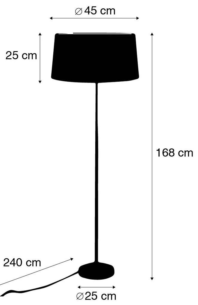 Candeeiro de pé dourado/latão com abajur preto 45 cm ajustável - Parte Clássico / Antigo