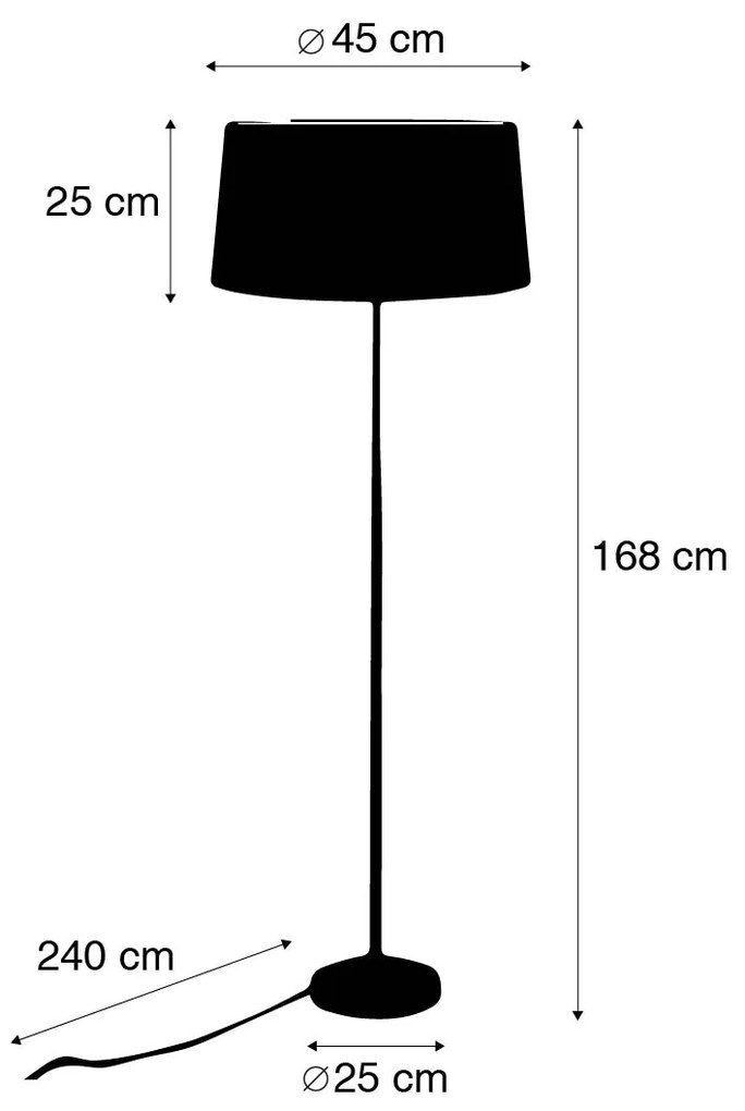 Candeeiro de pé ouro / latão com cortina preta ajustável 45 cm - Parte Clássico / Antigo